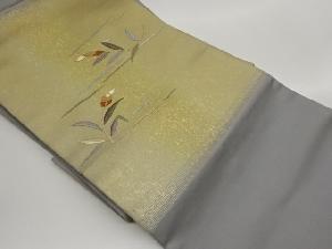 引箔草花模様刺繍名古屋帯